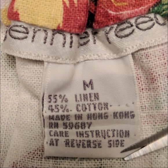 Jennifer Reed Vintage Skirt Linen Blend Retro Botanical Fruit Print White M NWT - Picture 6 of 9